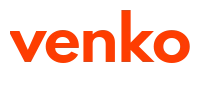 a red and black logo venko