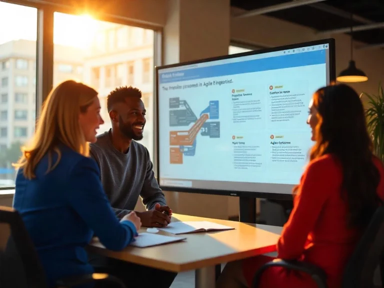 project managers sitting at table discussing agile methodology